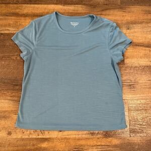 Athleta Sandwash Tencel Modal Blue Boxy Cropped Short Sleeve T-Shirt S Running